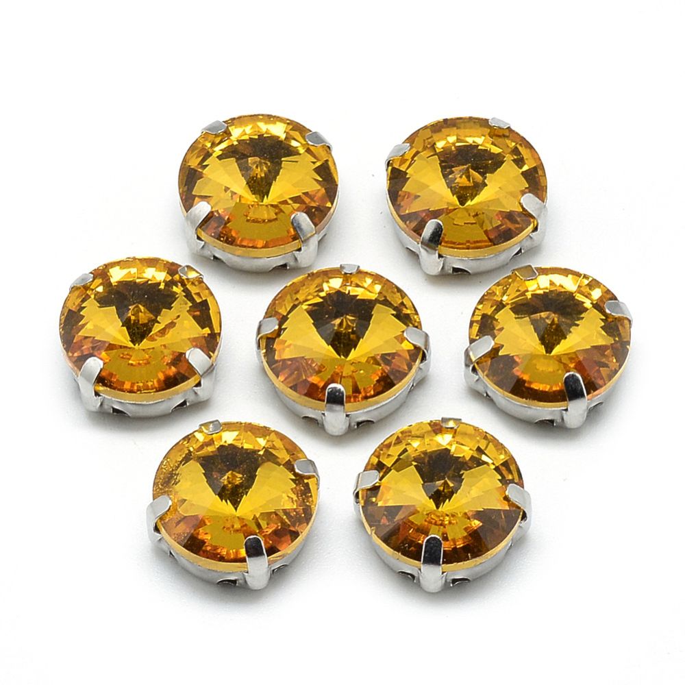 Sew on kristaller Gold glas 14mm