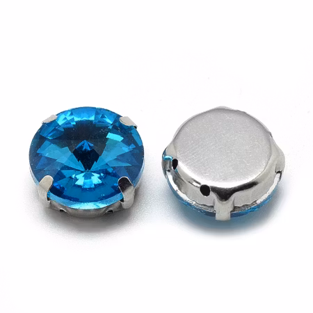 Sew on kristaller Deep Sky Blue glas 14mm