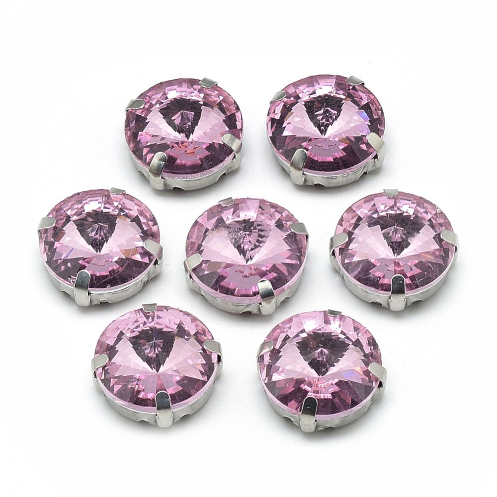 Sew on kristaller Pearl Pink glas 14mm