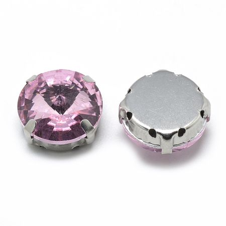 Sew on kristaller Pearl Pink glas 14mm