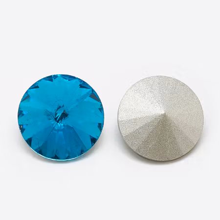 Rhinestone Aquamarine,  point back 6mm