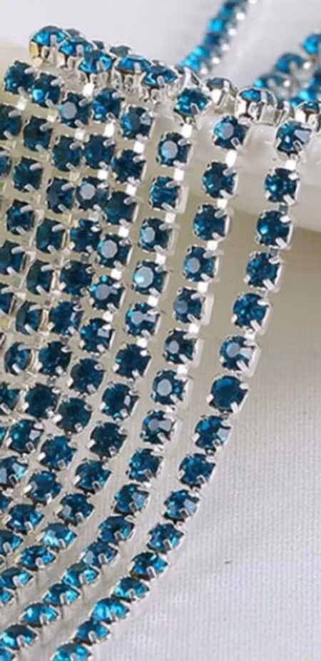 Strasslänk Peacock Blue 3mm, 1m