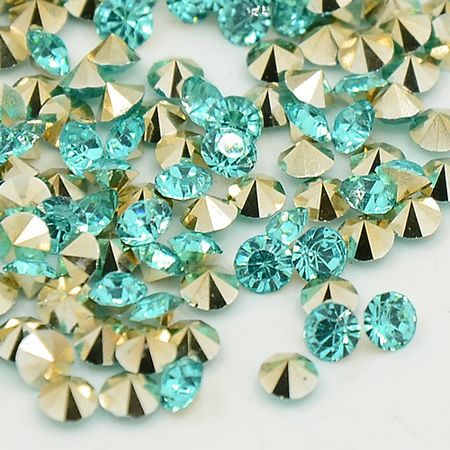 Rhinestone Dark Turquoise point back 8mm ca 50st