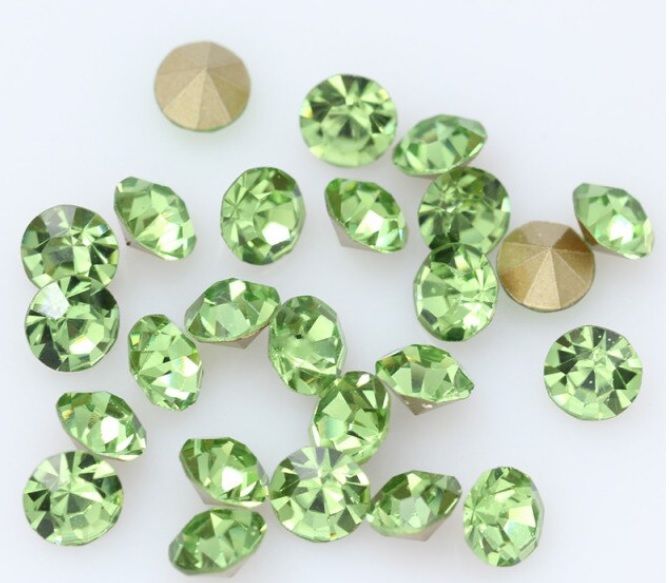 Rhinestones Peridot point back 10mm 1st