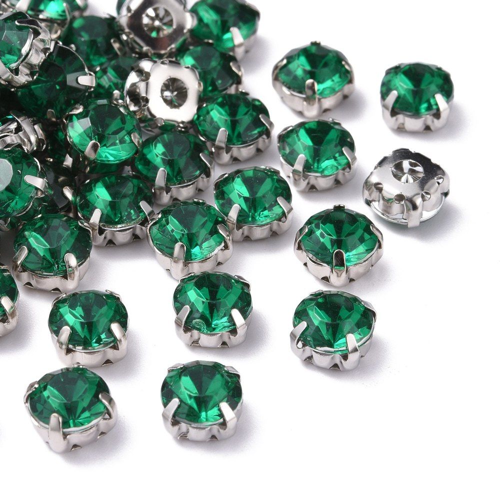 Sew on kristaller emerald 8mm