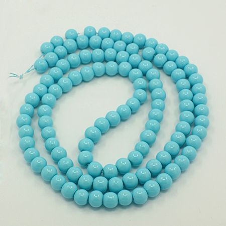 Glaspärlor Deep sky blue 8mm