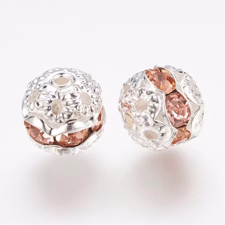 Metallpärla silver/Light Peach 8mm