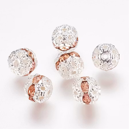 Metallpärla silver/Light Peach 8mm