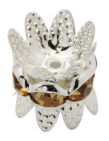 Cap Spacer, Flower silver/golden 8mm
