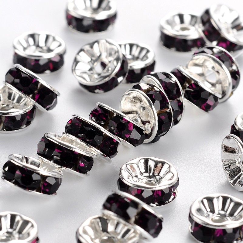 Strassrondeller Amethyst/silver 8mm