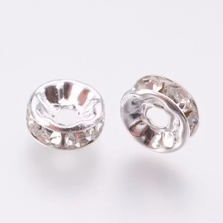 Strassrondeller crystal/silver 8mm 50st