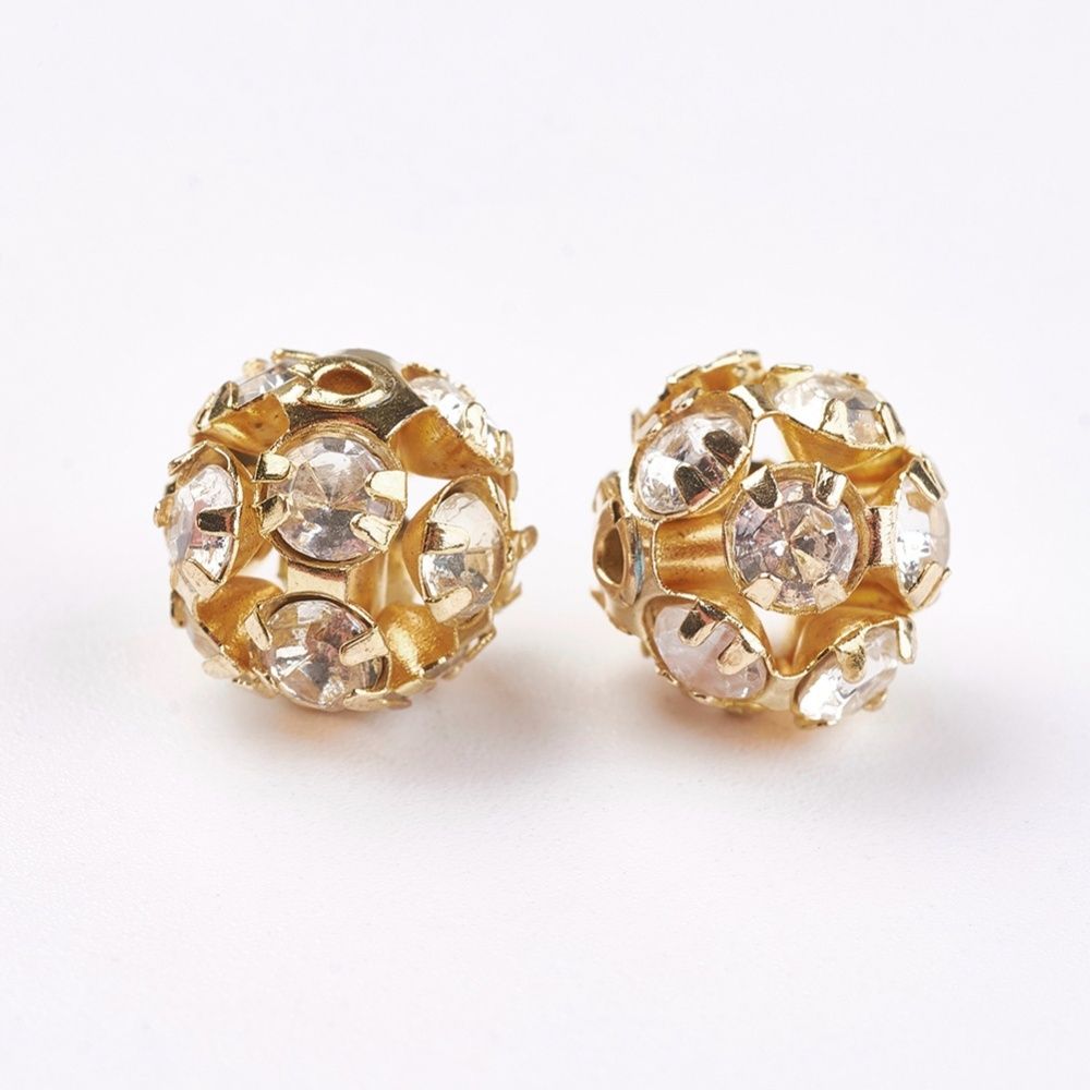 Rhinestone pärla Crystal/gold 8mm