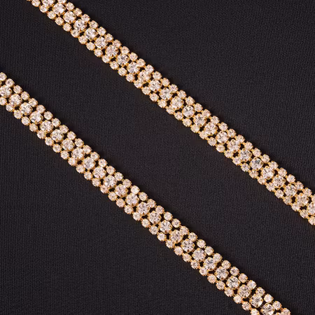 Strasslänk trippel gold 8mm, 1dm