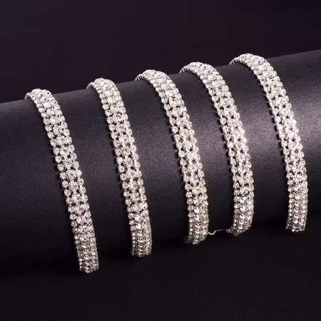 Strasslänk trippel crystal 8mm, 1dm