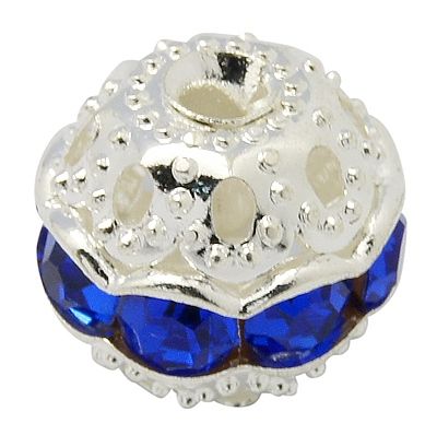 Metallpärla silver/Sapphire 8mm