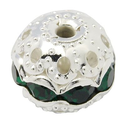 Metallpärla silver/Emerald 8mm