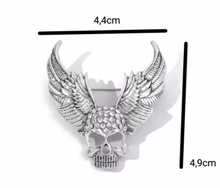 Döskalle smycke med vingar och strass