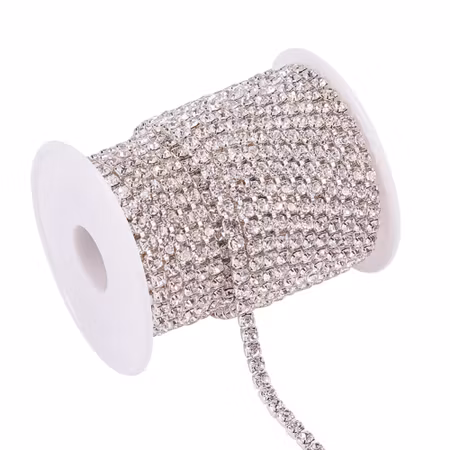 Strasslänk Crystal/silver 4mm, 10 yard, rulle