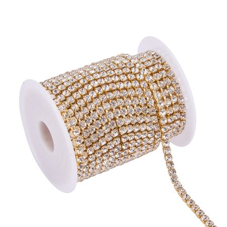 Strasslänk Crystal/gold 4mm, 10 yard, rulle