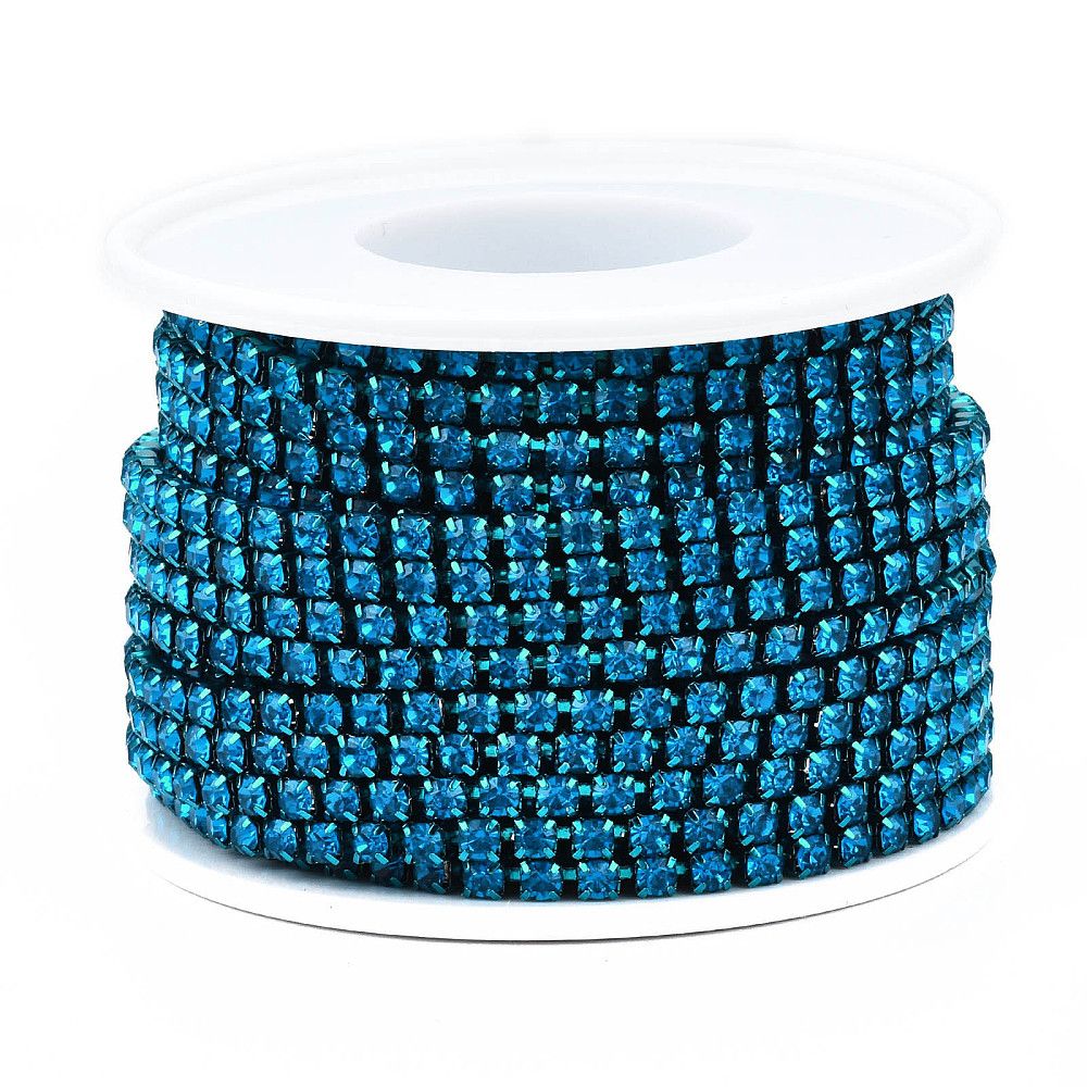 Strasslänk Capri Blue SS12, 10 yard, rulle