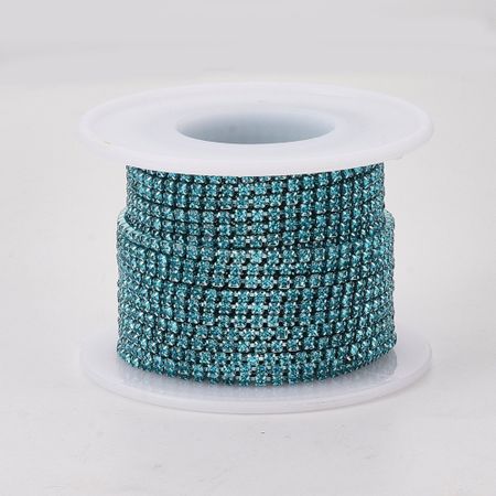 Strasslänk Aquamarine SS12, 10 yard, rulle
