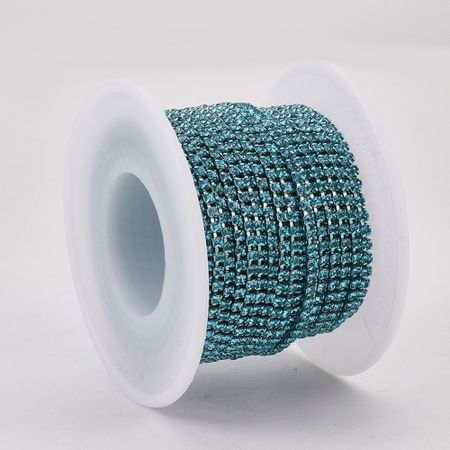 Strasslänk Aquamarine SS12, 10 yard, rulle
