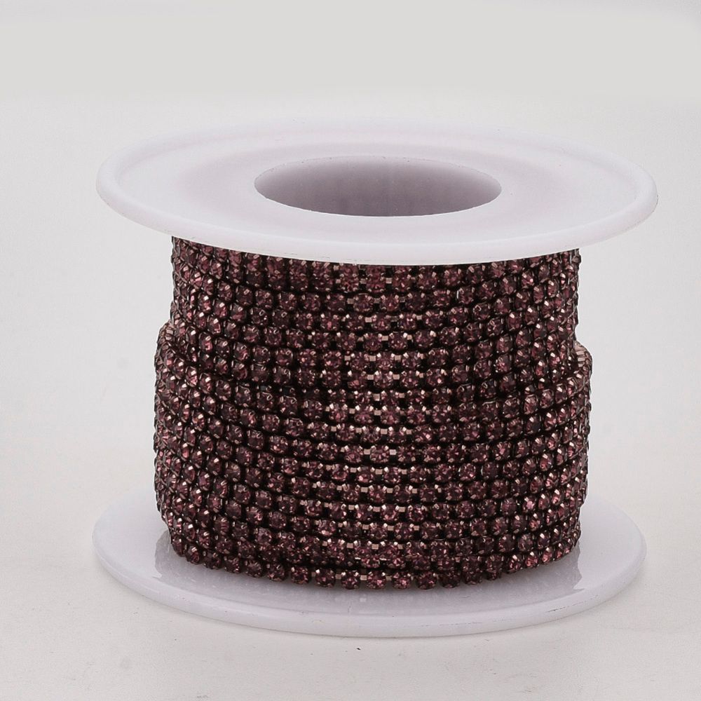 Strasslänk Light Amethyst SS12, 10 yard, rulle