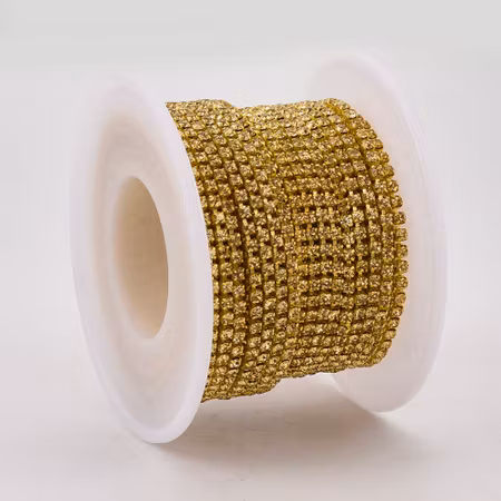Strasslänk Citrine SS12, 10 yard, rulle