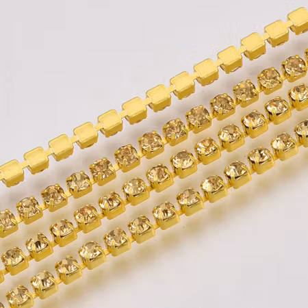 Strasslänk Citrine SS12, 10 yard, rulle