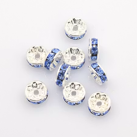 Strassrondeller Ligth blue/silver 8mm