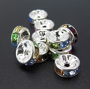 Strassrondeller Colorful/silver 8mm