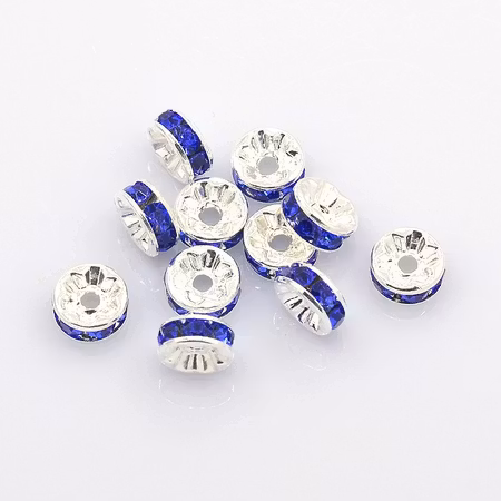 Strassrondeller Blue/silver 8mm