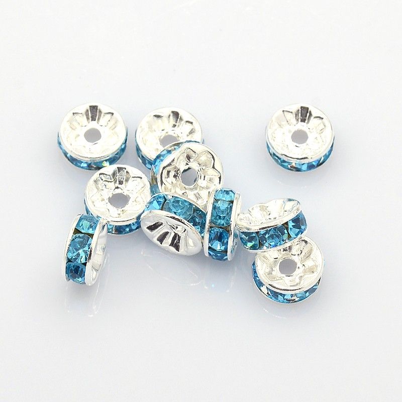 Strassrondeller Sky Blue/silver 8mm
