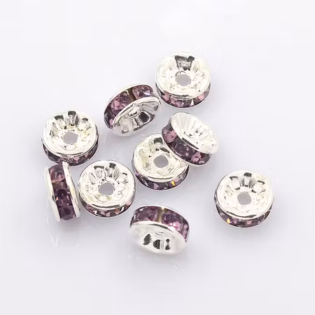 Strassrondeller Purple/silver 8mm
