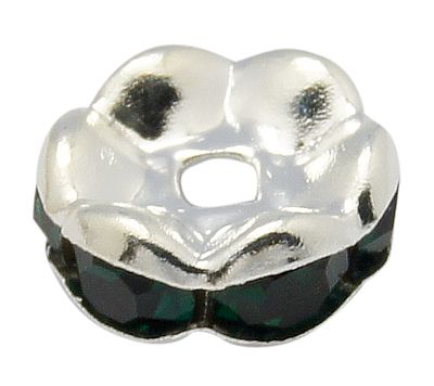 Strassrondeller wave dark green/silver 8mm