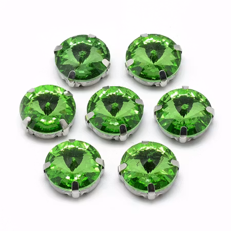 Sew on kristaller Light Green glas 8mm