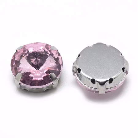 Sew on kristaller Pearl Pink glas 12mm