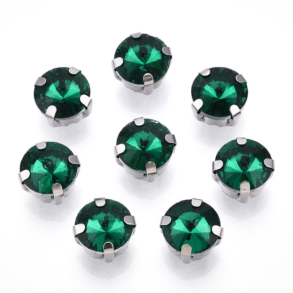 Sew on kristaller Emerald glas 18mm