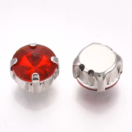 Sew on kristaller Red glas 18mm