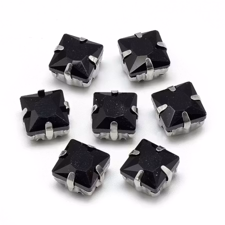 Sew on kristaller Black glas 8x8mm