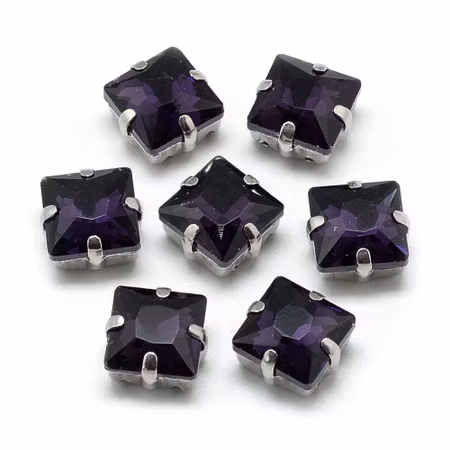 Sew on kristaller  Purple glas 8x8mm
