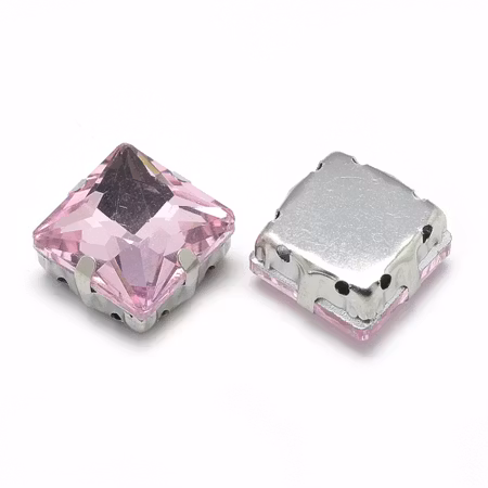 Sew on kristaller Pearl Pink glas 8x8mm