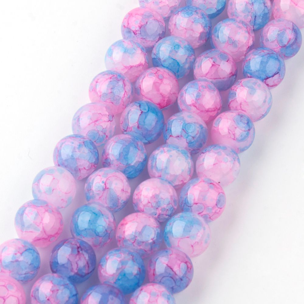Glaspärlor Crackle Pearl Pink 8mm