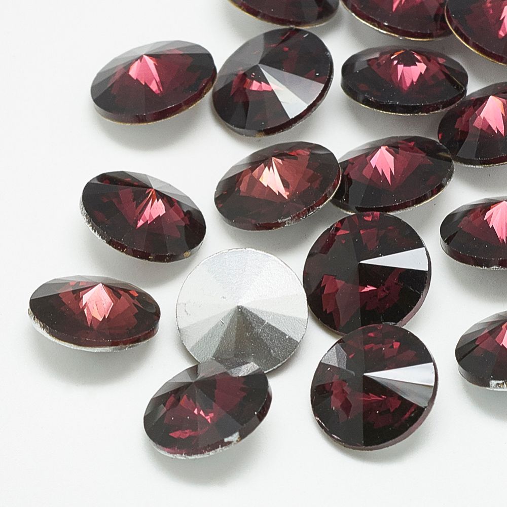 Rhinestone Burgundy point back, glas 12mm