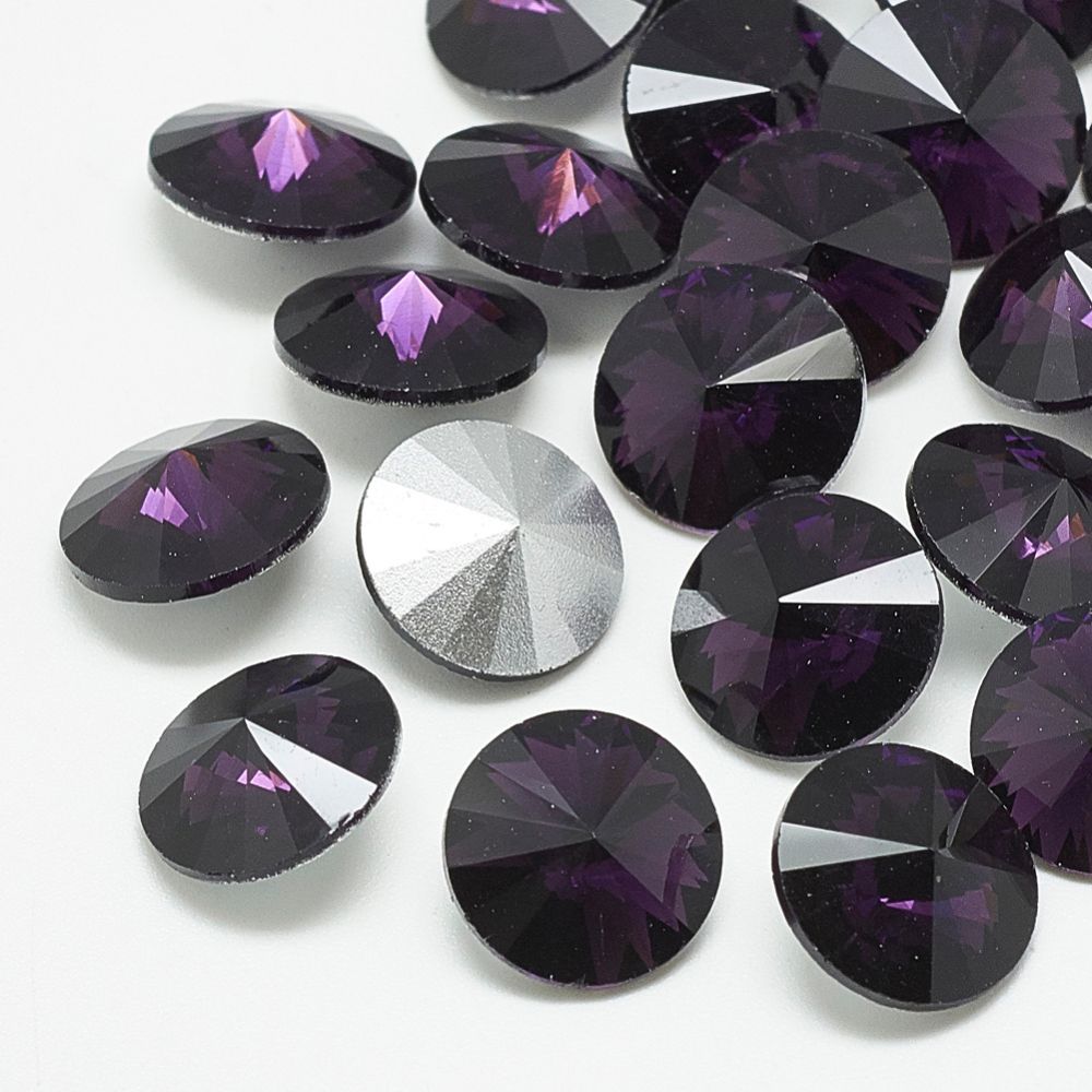 Rhinestone Tanzanite point back, glas 12mm