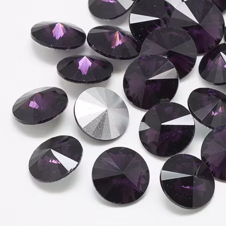 Rhinestone Tanzanite point back, glas 12mm
