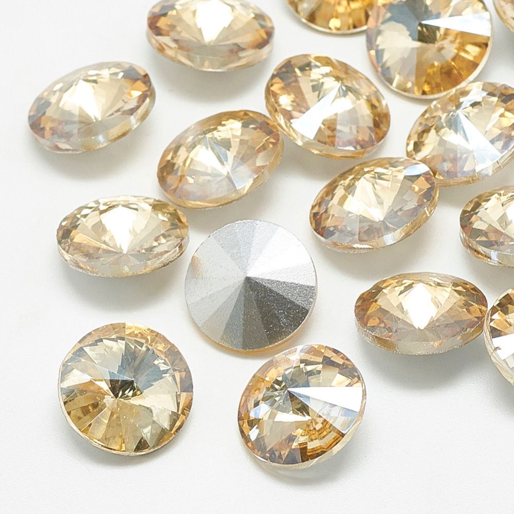 Rhinestone Light Colorado Topaz point back, glas 12mm
