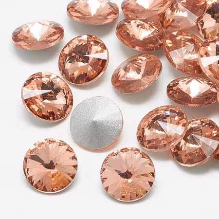 Rhinestone Vintage Rose point back, glas 12mm