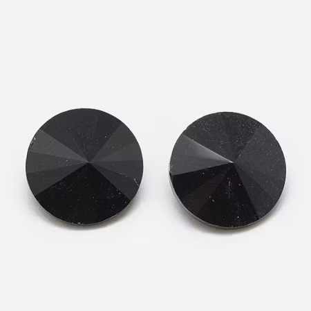 Rhinestone Jet point back, glas 12mm