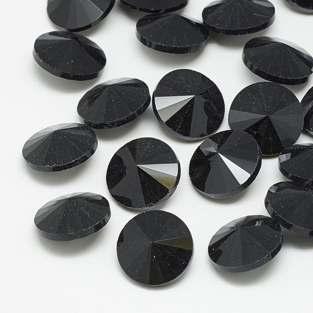 Rhinestone Jet point back, glas 12mm